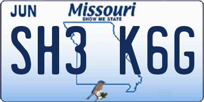 MO license plate SH3K6G