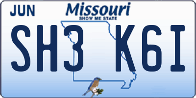 MO license plate SH3K6I