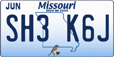 MO license plate SH3K6J