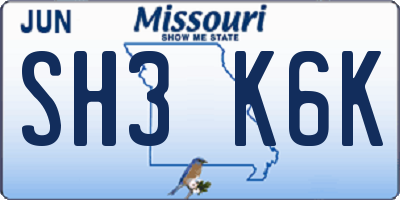 MO license plate SH3K6K