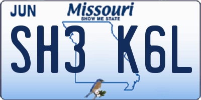 MO license plate SH3K6L