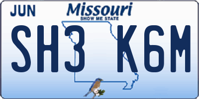 MO license plate SH3K6M