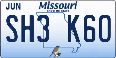 MO license plate SH3K6O