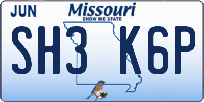 MO license plate SH3K6P