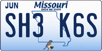 MO license plate SH3K6S