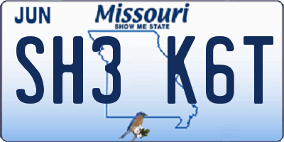 MO license plate SH3K6T