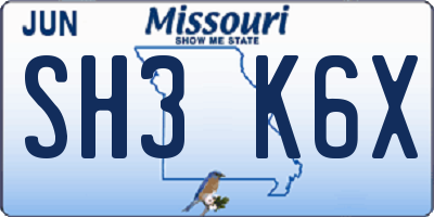 MO license plate SH3K6X