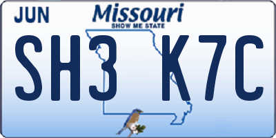 MO license plate SH3K7C