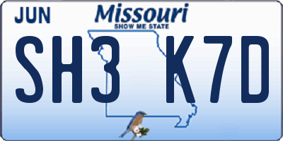 MO license plate SH3K7D