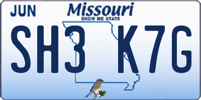 MO license plate SH3K7G