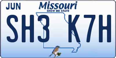 MO license plate SH3K7H