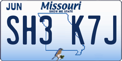 MO license plate SH3K7J