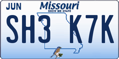 MO license plate SH3K7K