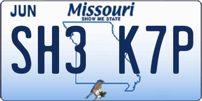 MO license plate SH3K7P