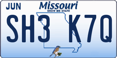 MO license plate SH3K7Q