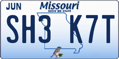 MO license plate SH3K7T