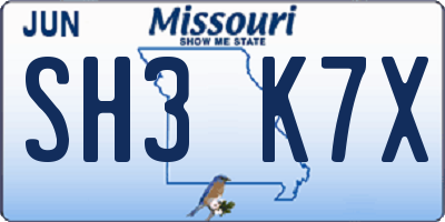 MO license plate SH3K7X