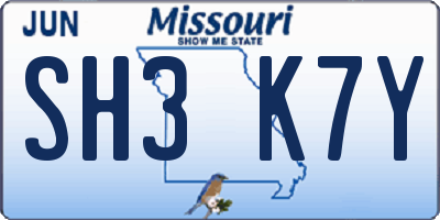 MO license plate SH3K7Y