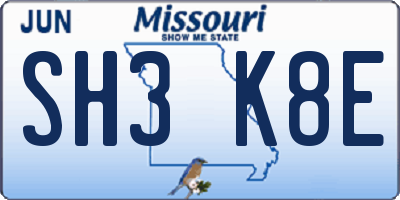 MO license plate SH3K8E