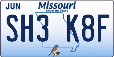 MO license plate SH3K8F