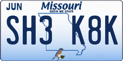 MO license plate SH3K8K