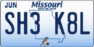 MO license plate SH3K8L