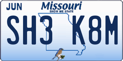 MO license plate SH3K8M