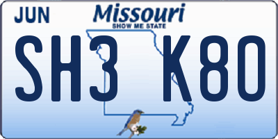 MO license plate SH3K8O