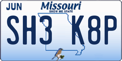 MO license plate SH3K8P