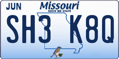 MO license plate SH3K8Q