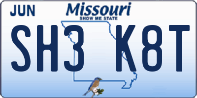 MO license plate SH3K8T