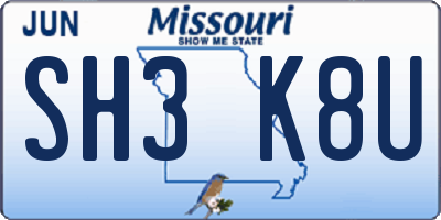 MO license plate SH3K8U