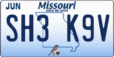 MO license plate SH3K9V
