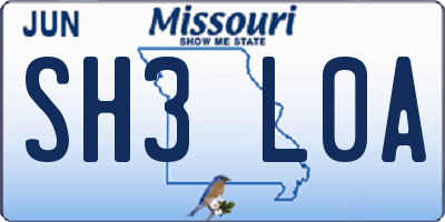 MO license plate SH3L0A