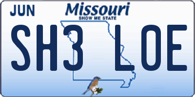 MO license plate SH3L0E