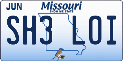 MO license plate SH3L0I