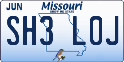 MO license plate SH3L0J