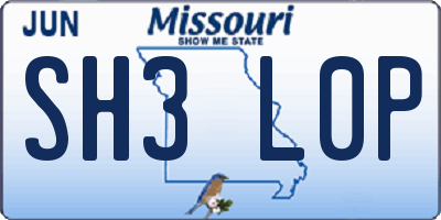 MO license plate SH3L0P