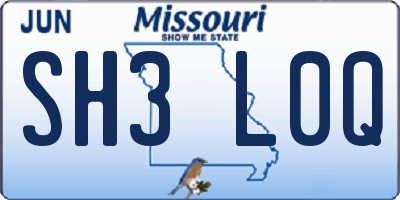 MO license plate SH3L0Q