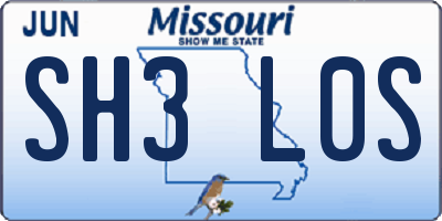 MO license plate SH3L0S