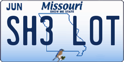 MO license plate SH3L0T