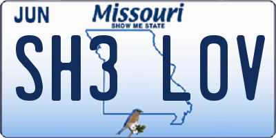 MO license plate SH3L0V