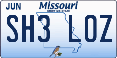 MO license plate SH3L0Z