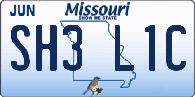 MO license plate SH3L1C