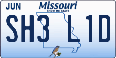 MO license plate SH3L1D