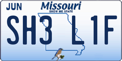 MO license plate SH3L1F
