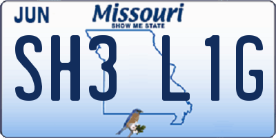 MO license plate SH3L1G