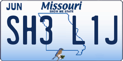 MO license plate SH3L1J