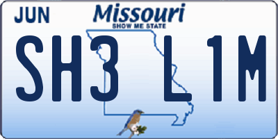 MO license plate SH3L1M