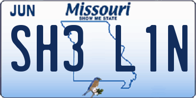 MO license plate SH3L1N